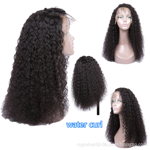 Raw Virgin Remy Indian Human Hair Wet and Wavy Water Wave Lace Closure Front Jewish Wig Kosher Wigs
